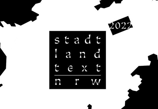 schwarz-weißes Logo von stadt.land.text NRW 2022