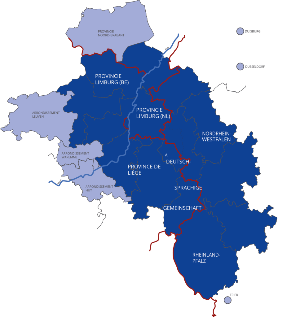 Karte des Fördergebietes Interreg Maas-Rhein