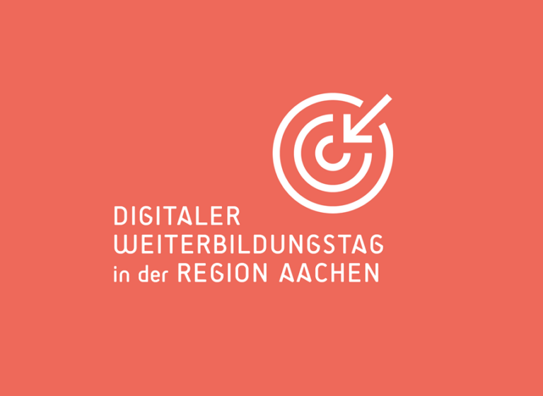 Digitaler Weiterbildungstag in der Region Aachen grafisch dargestellt als Zielscheibe mit Pfeil