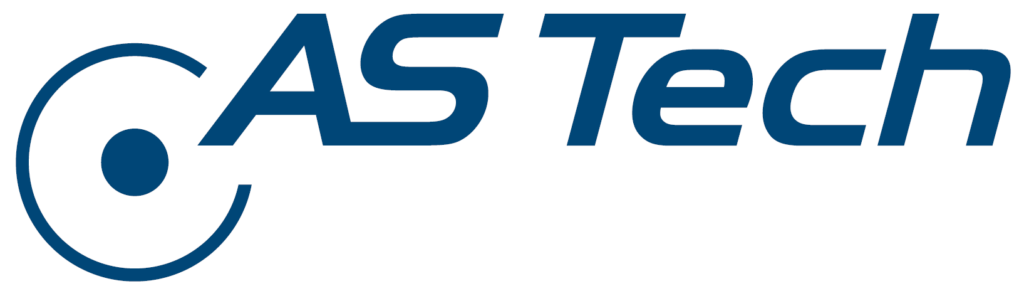 Logo -AS Tech Industrie- und Spannhydraulik GmbH in blauer Schrift